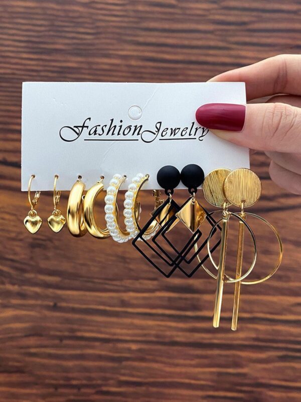 SHEIN 5pairs/Set Random Heart & Faux Pearl Decor Earrings