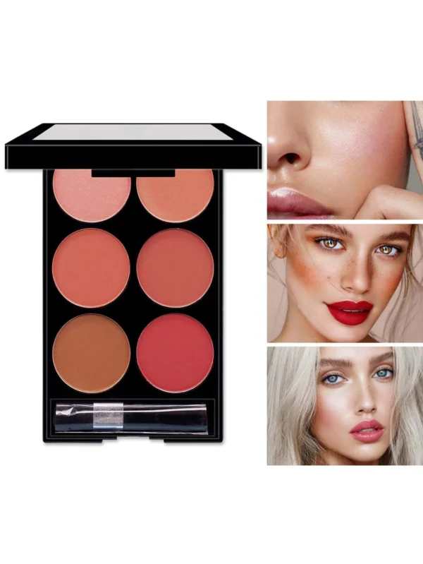 SHEIN 6-color Matte Blush Palette With Brush