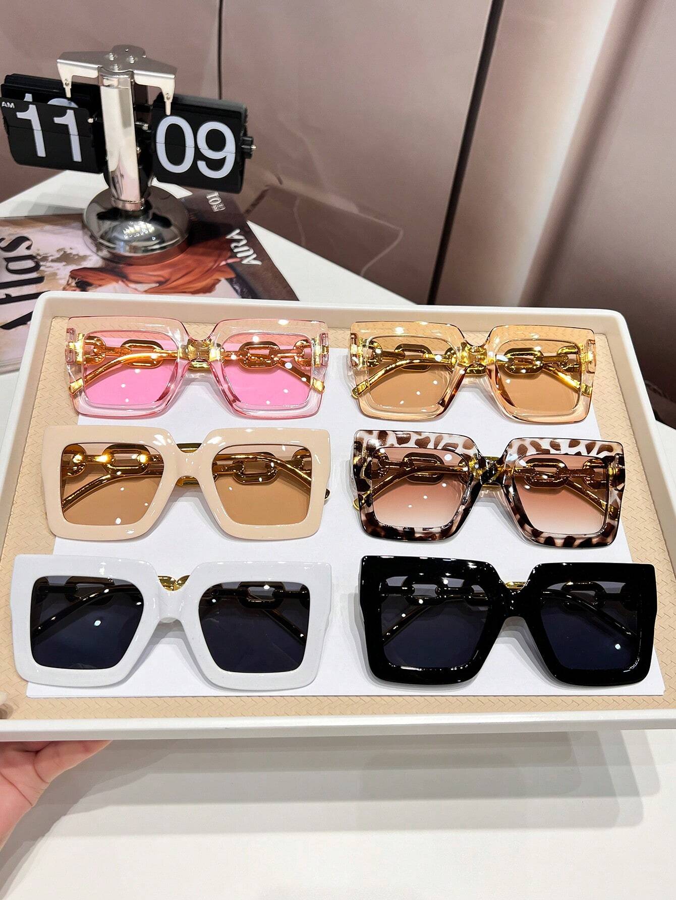 SHEIN Trendy Y2K Square Cute Retro Sports Fashion Sunglasses