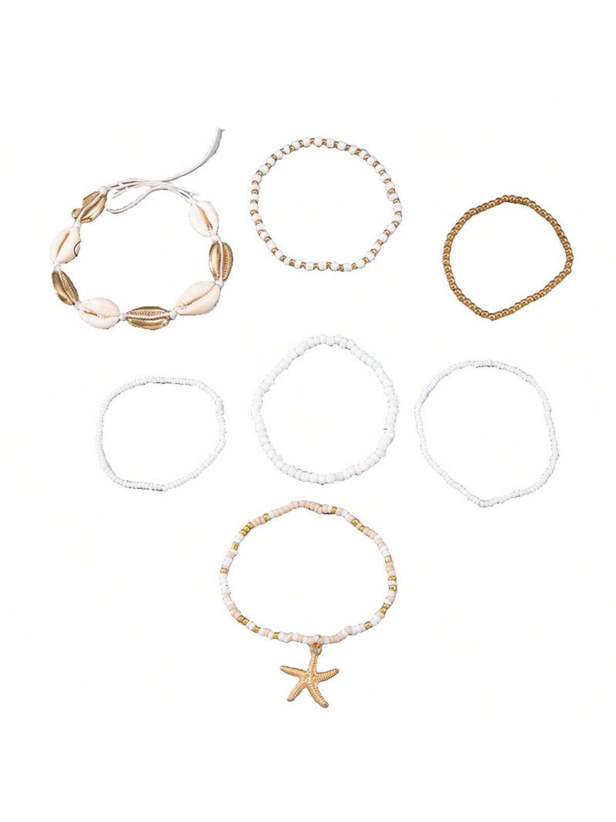 shein 7pcs Bohemian Style Beads Ankle Bracelets - Image 2