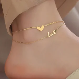 SHEIN A High-End Anklet Love Love Double-Layered Anklet