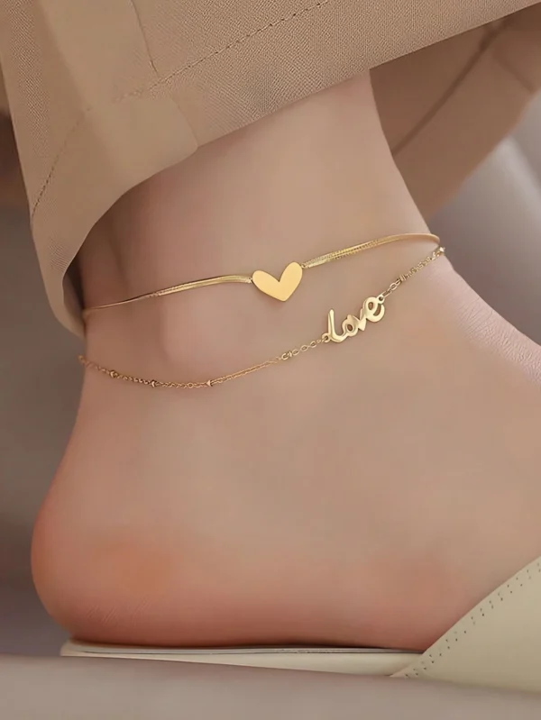 SHEIN A High-End Anklet Love Love Double-Layered Anklet