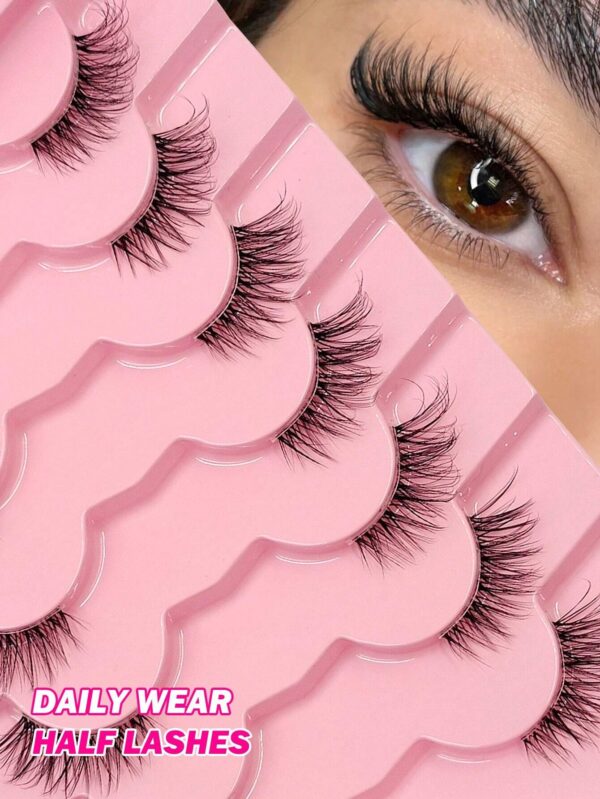 SHEIN Asiteo 7 Pairs Half Eye Faux Mink Eyelashes Clear Band Cat Eye