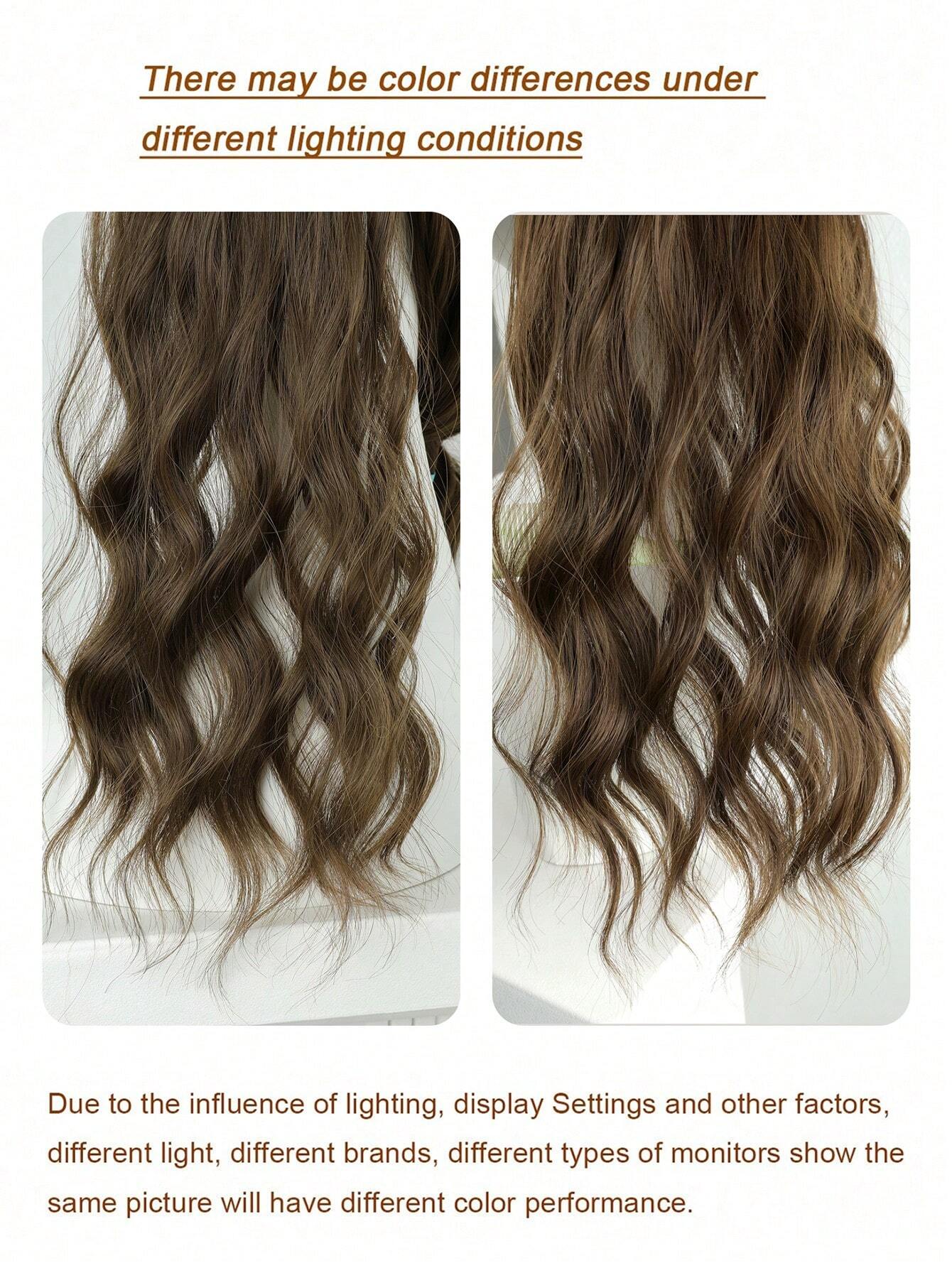 SHEIN Black Baseball Cap With Wide Brimming, Patchwork Black And Brown Synthetic Hair Wig With Wavy Curly Hairstyle, - Image 3