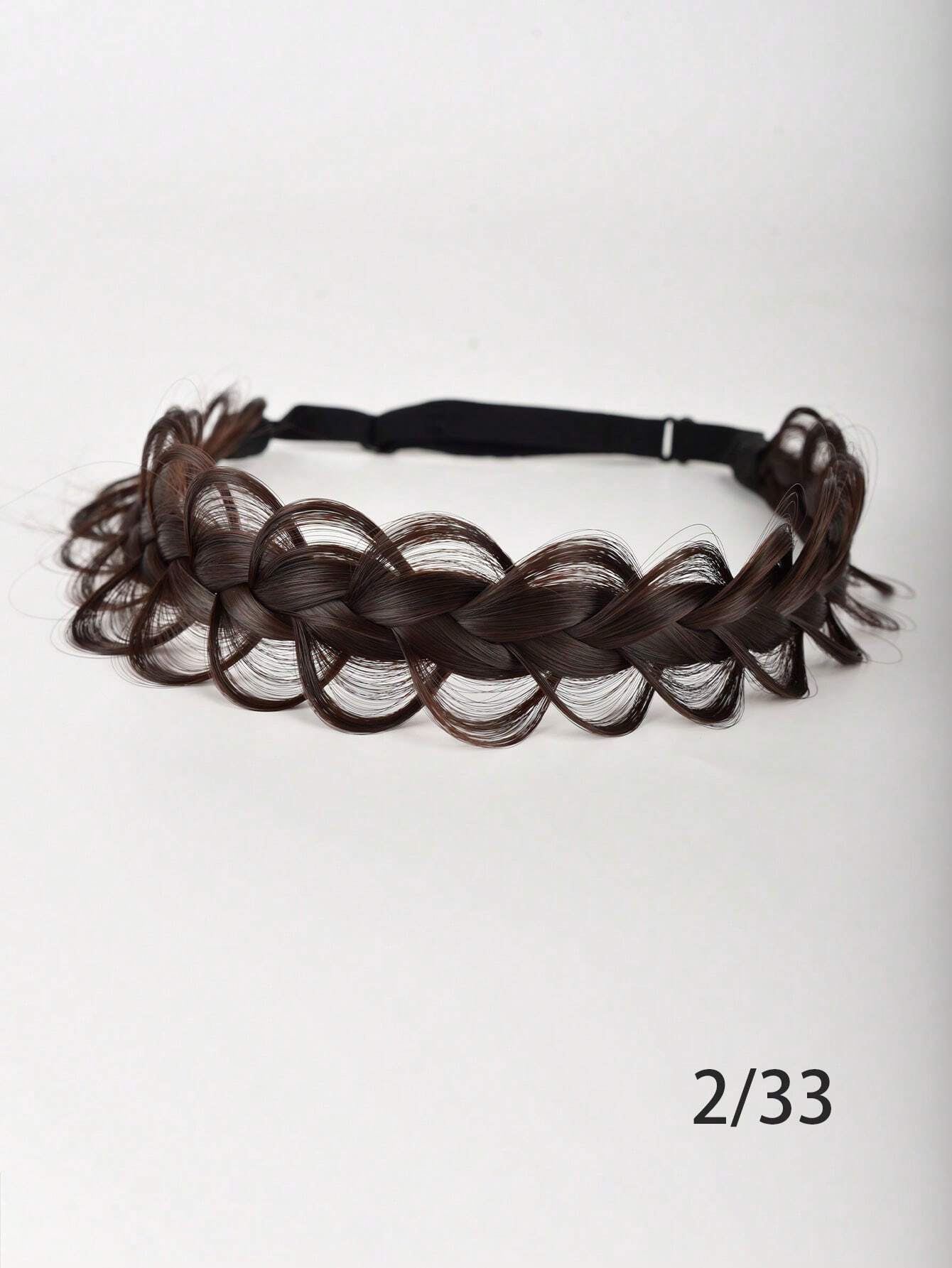 SHEIN Black Braid Synthetic Wig Twist Headband Synthetic Braids Twist Elastic Headband - Image 2