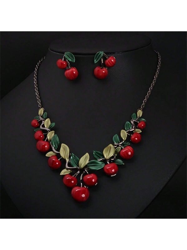 SHEIN Cherry Necklace And Earrings Set Popular