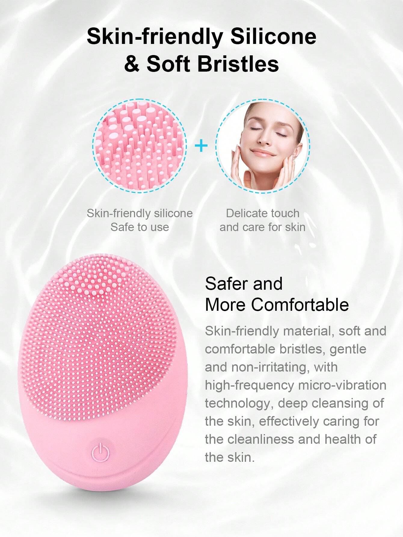 Electric Soft Silicone Tooth Facial Cleanser, Facial Cleansing Brush, Vibration Facial Cleansing Brush, For Deep Cleansing, Gentle Exfoliation And Massage - Image 4