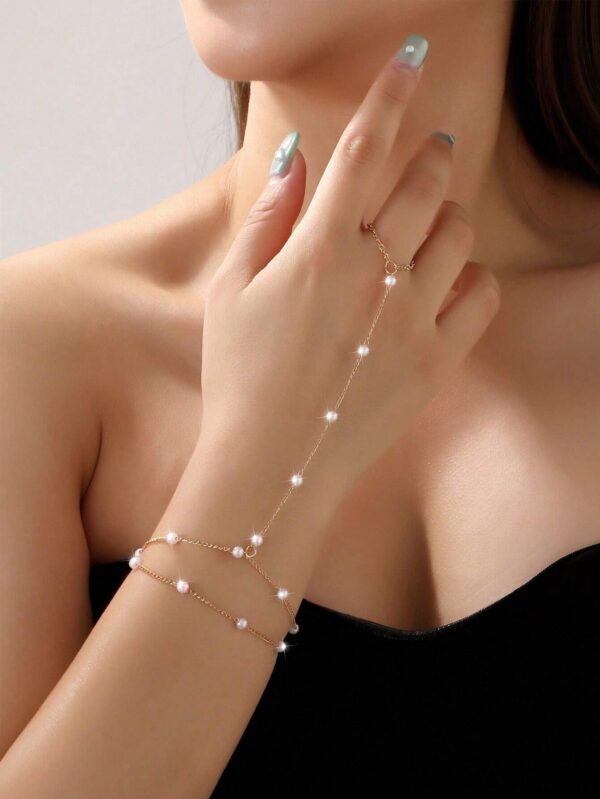 SHEIN Elegant Fashion Full Finger Chain Link Bracelet