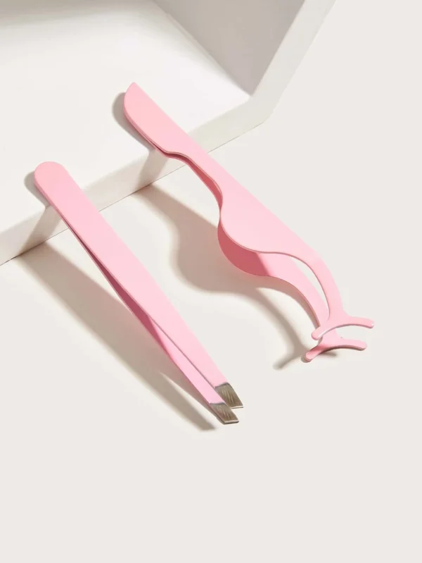 SHEIN Eyebrow Tweezers & Eyelash Tweezers, 2pcs Elegant