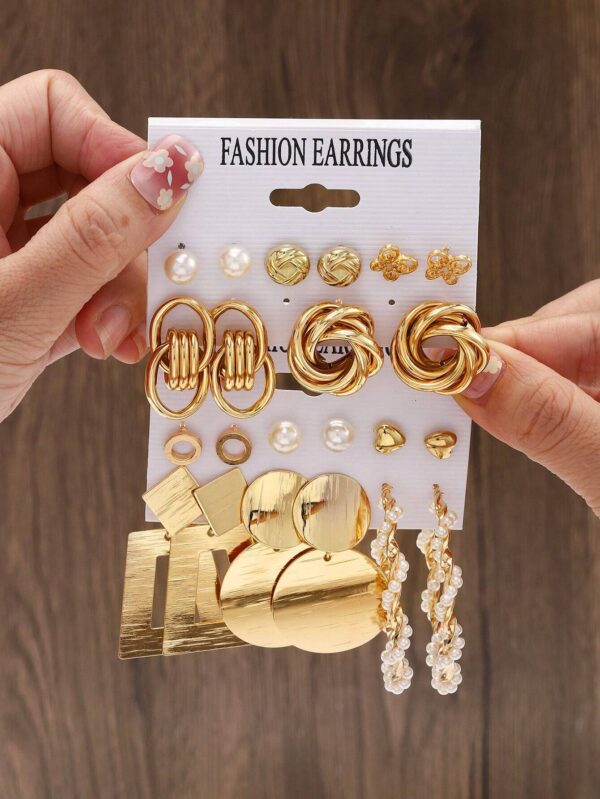 SHEIN Fashionable Creative Geometric Shaped Earring Set