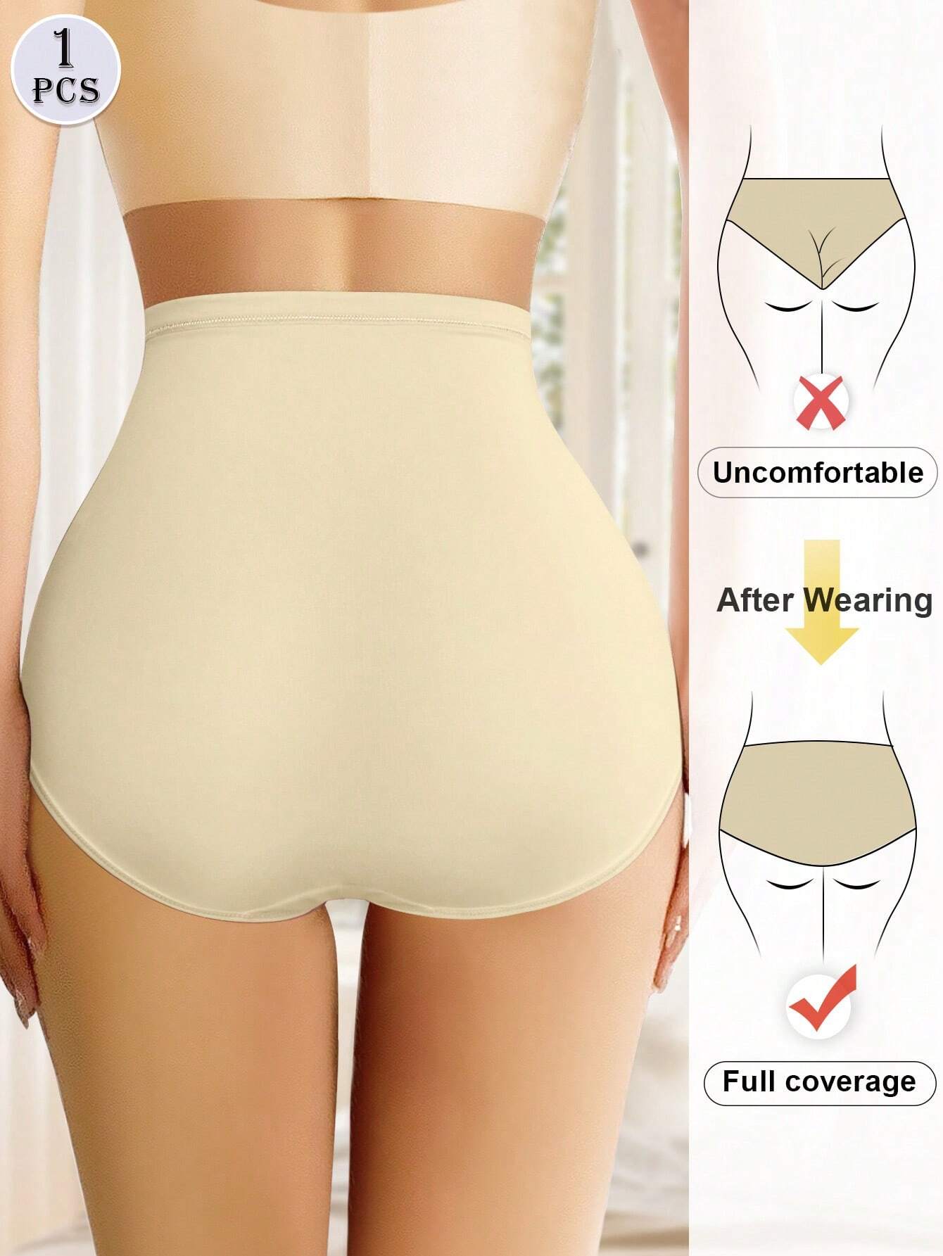 SHEIN MEIYATING High Waist Tummy Control Ice Silk Seamless Women's Panties, - Image 2
