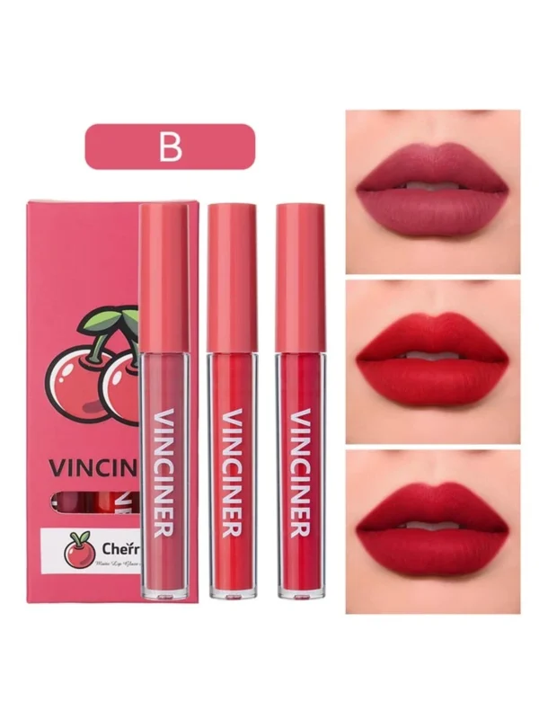 SHEIN Matte Liquid Lipstick Set, 3Pcs Mist Non-Stick Cup Moisturizing Long-Lasting Wear Lip Glaze Lip Gloss Lipstick Makeup Set