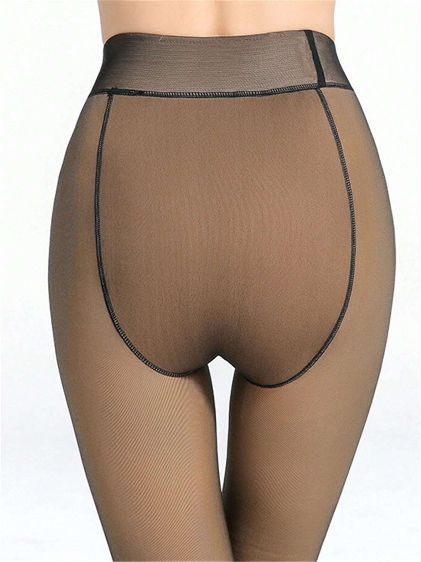 shein Plus Size Women's 200g Thermal Fleece Tights In Black, Coffee And Grey Colors Suit For Eu & Us Body Shape And Suitable For 0-15°C - Image 4