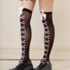 SHEIN ROMWE J-Fashion 1pair Women Bone Print Bow Decor Over The Knee Socks