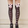SHEIN ROMWE J-Fashion 1pair Women Bone Print Bow Decor Over The Knee Socks