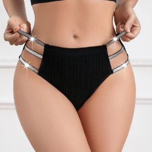 SHEIN MidnightGlam Cut Out Glitter Tape Side Brief