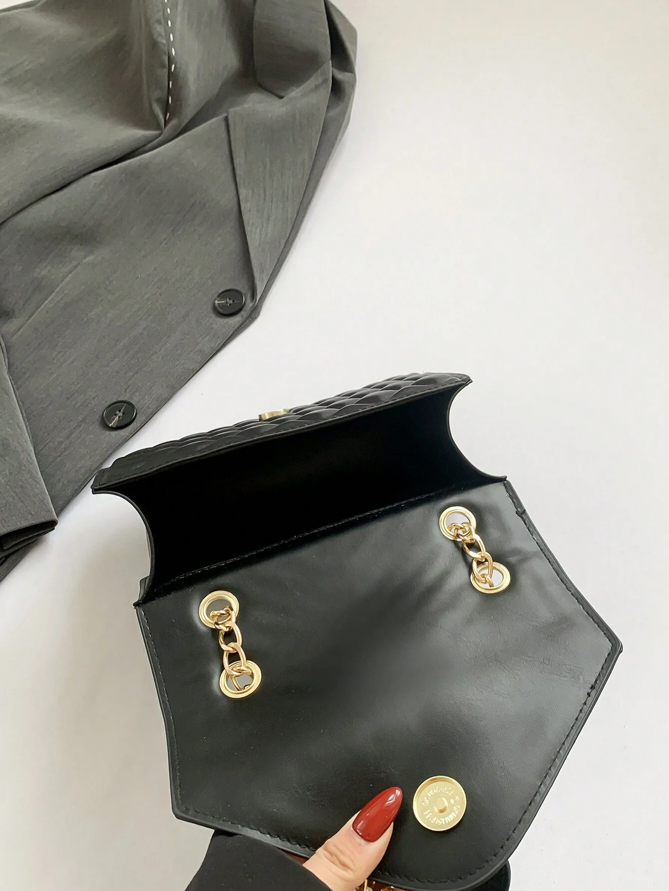 shein Seam Chain SS Jewelry Square Shoulder Bag Oblique Shoulder Bag - Image 4