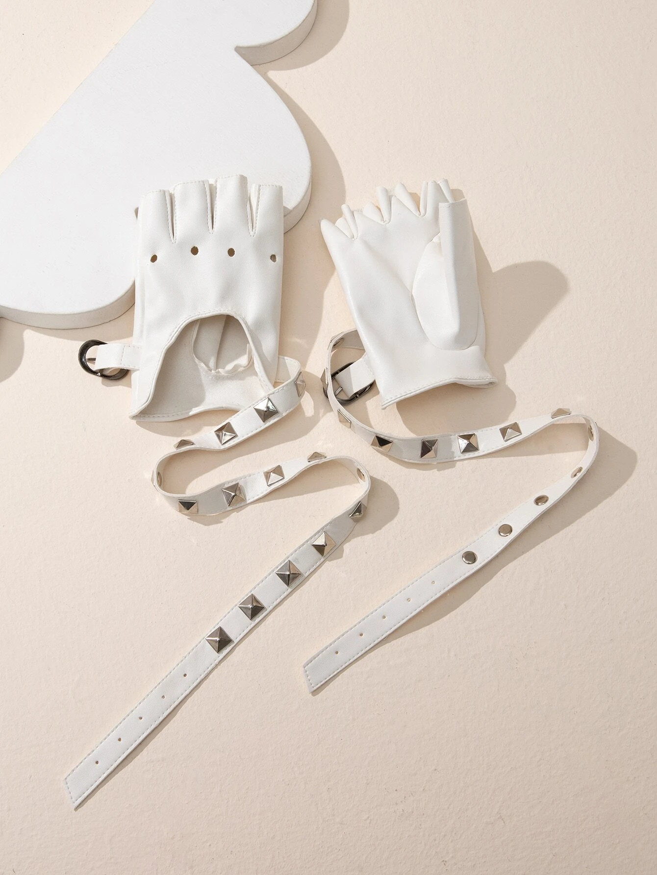 shein Sexy 1pair Fashionable Performance Punk Rivet Gloves Halloween - Image 2