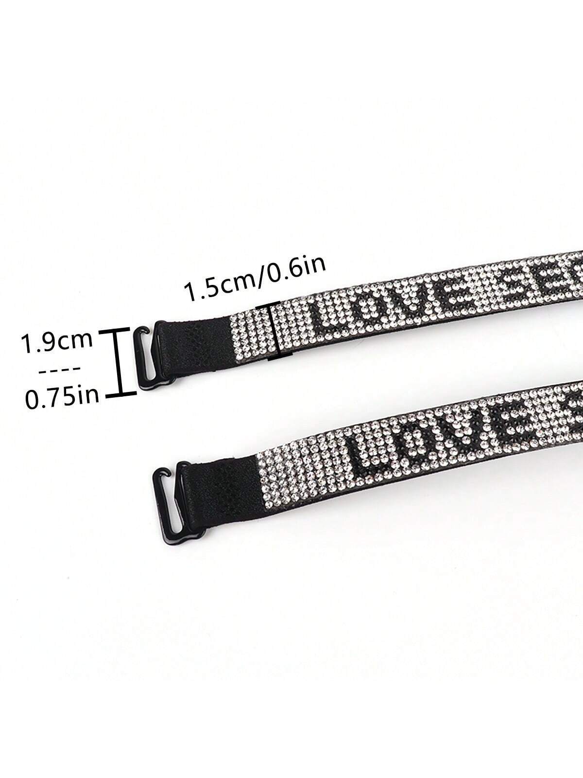 shein Sexy Multicolored Rhinestone Bra Straps, - Image 3