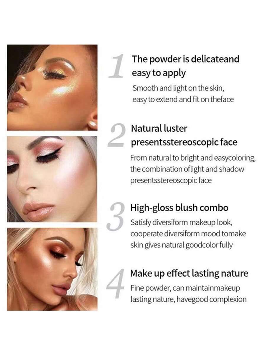 SHEIN Small Compact 4-color Highlighter & Blush & Contour Palette