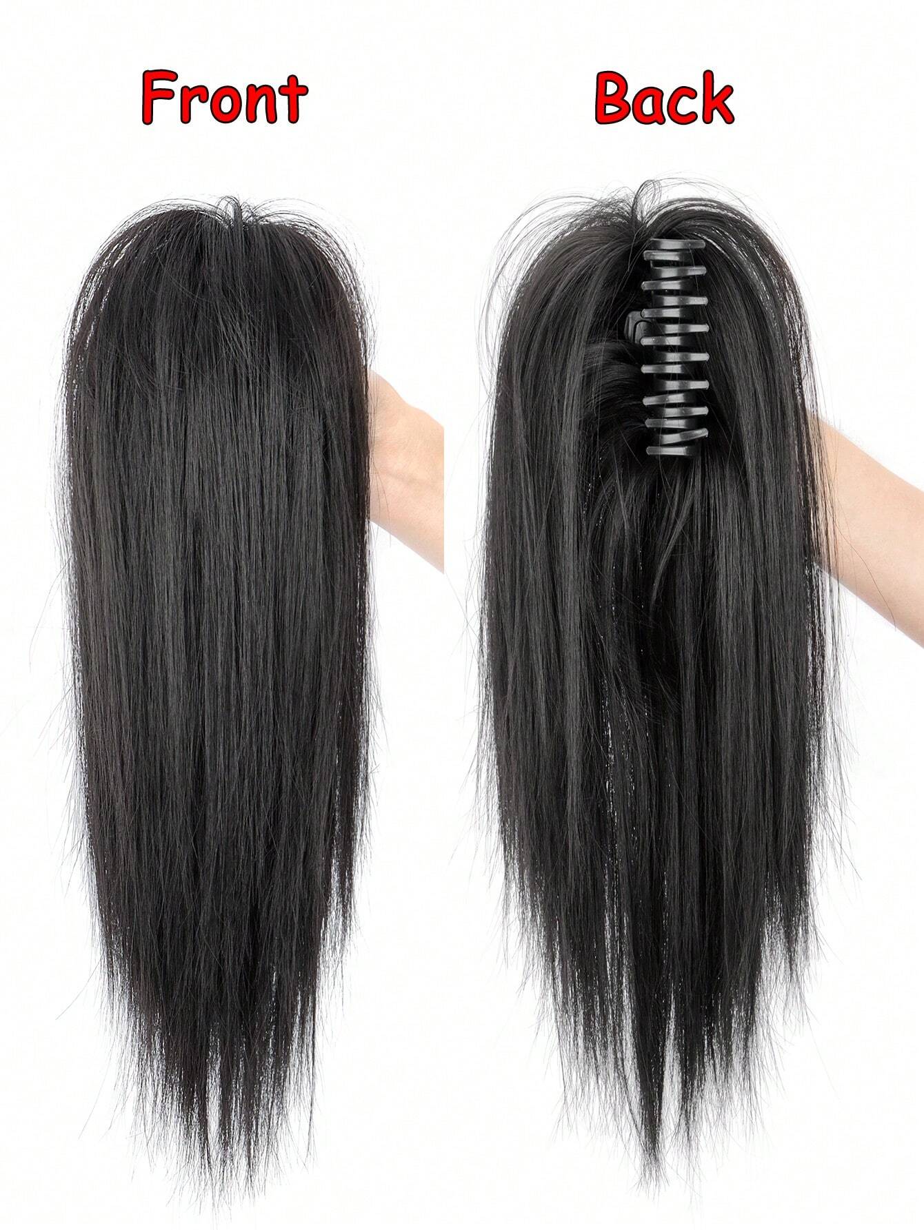SHEIN Synthetic Waterfall Long Straight Hair Claw Clip Ponytail Extension Heat Resistant Hair Piece For Women's - Image 2