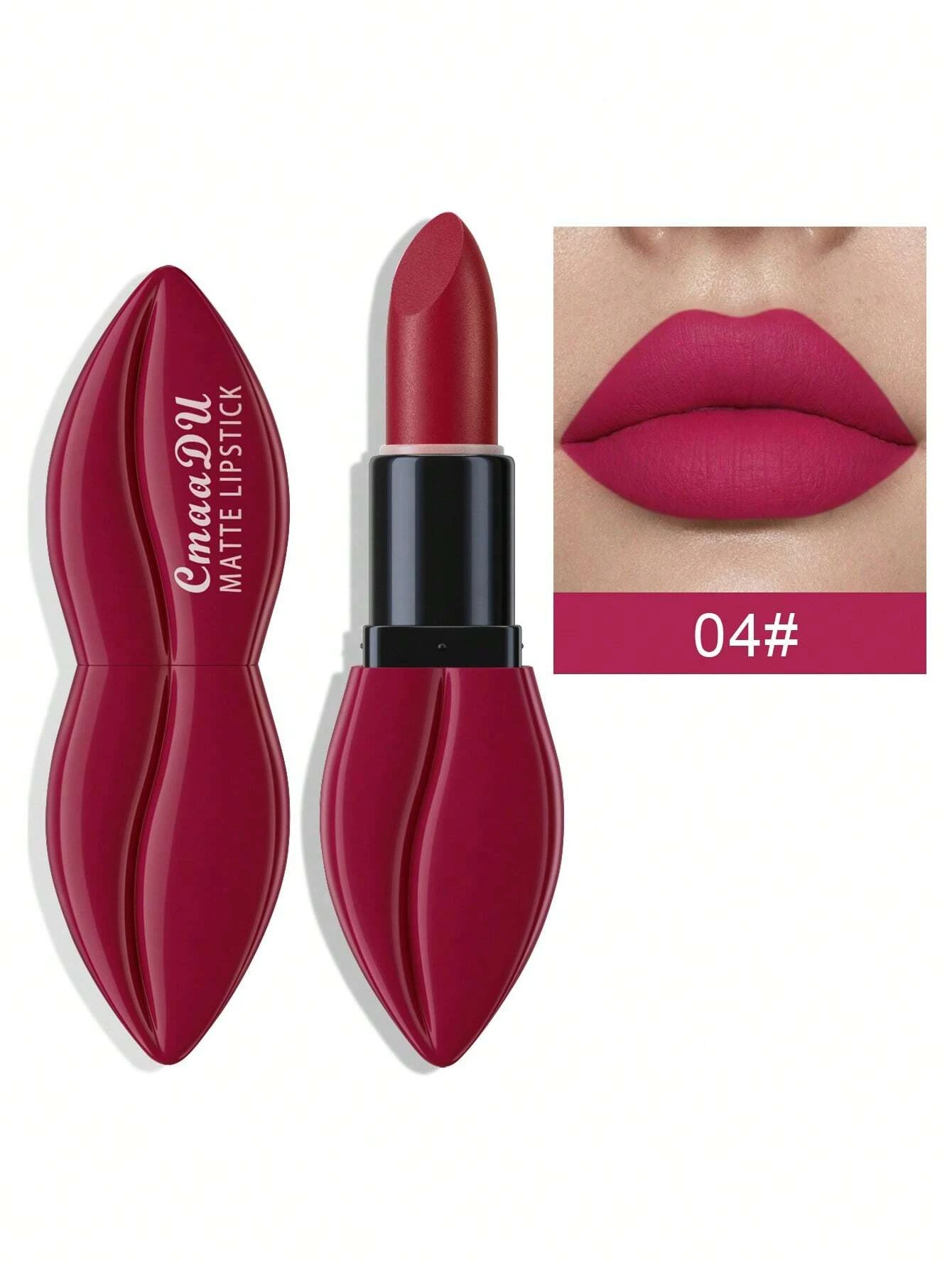 SHEIN Velvet Matte Lipstick Long lasting Non stick Cup High Pigment Lipstick #04