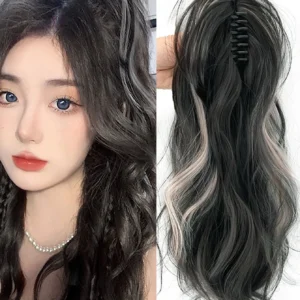 SHEIN Women's Wig High Ponytail Color Gradient Long Curly Hair