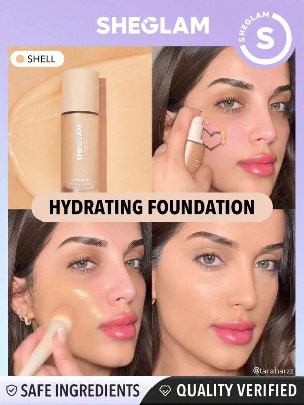 SHEGLAM Skinfinite Hydrating Foundation-Shell Flawless Dewy Foundation Hydrating Coverage Invisible Pore Concealer