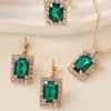 SHEIN European And American Style Geometric Square Design Necklace Earrings And Ring Set