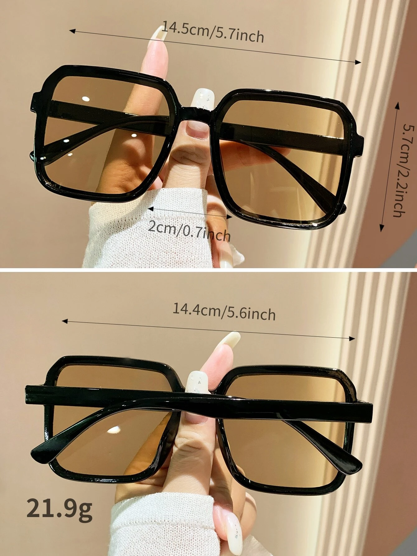 SHEIN 1 Pair Plastic Frame Square Fashion Glasses Beach