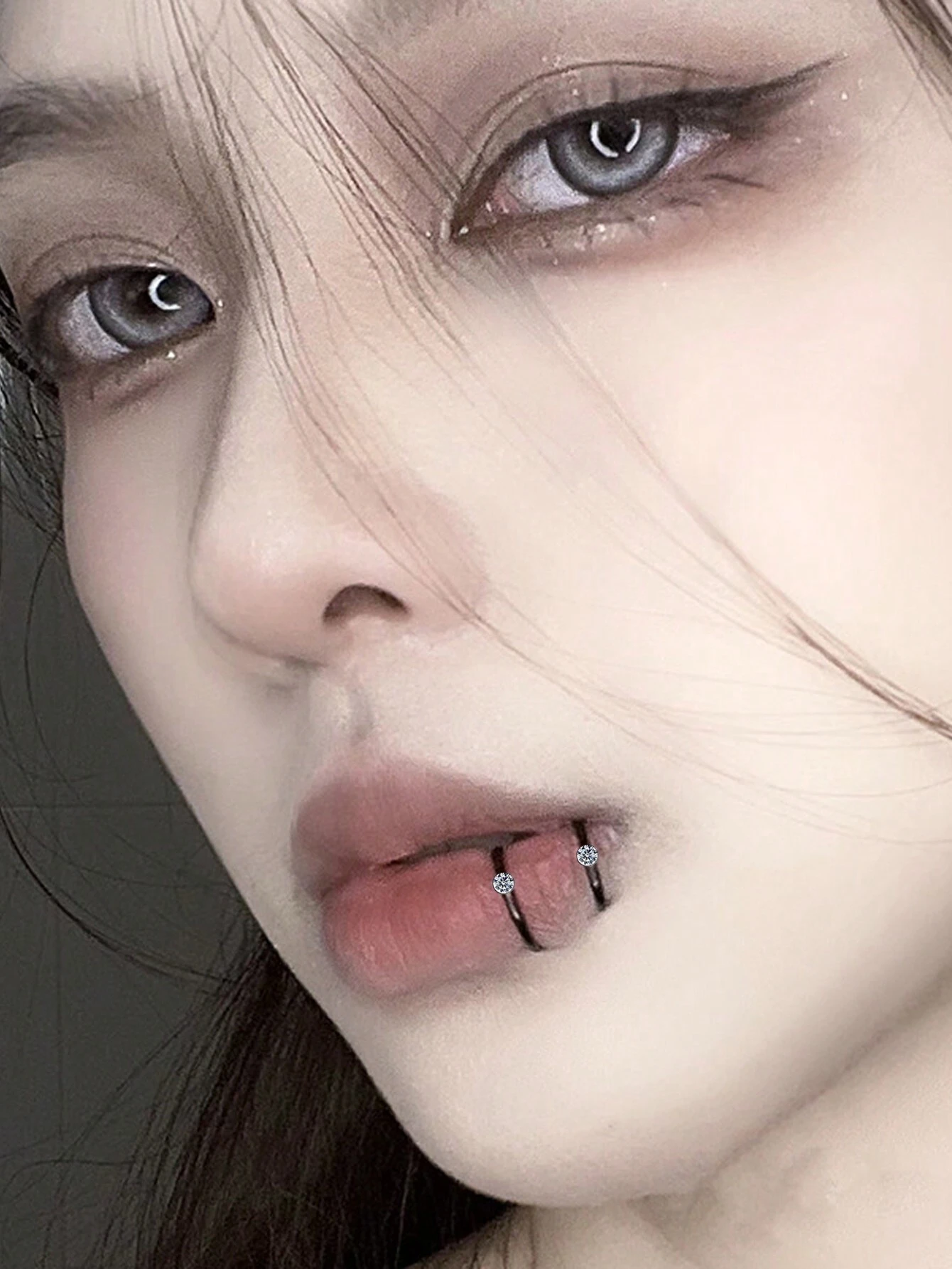 shein 1pc Basic Style Smooth Round Head Anti-Allergic Stainless Steel Labret Ring C Silver - Image 2