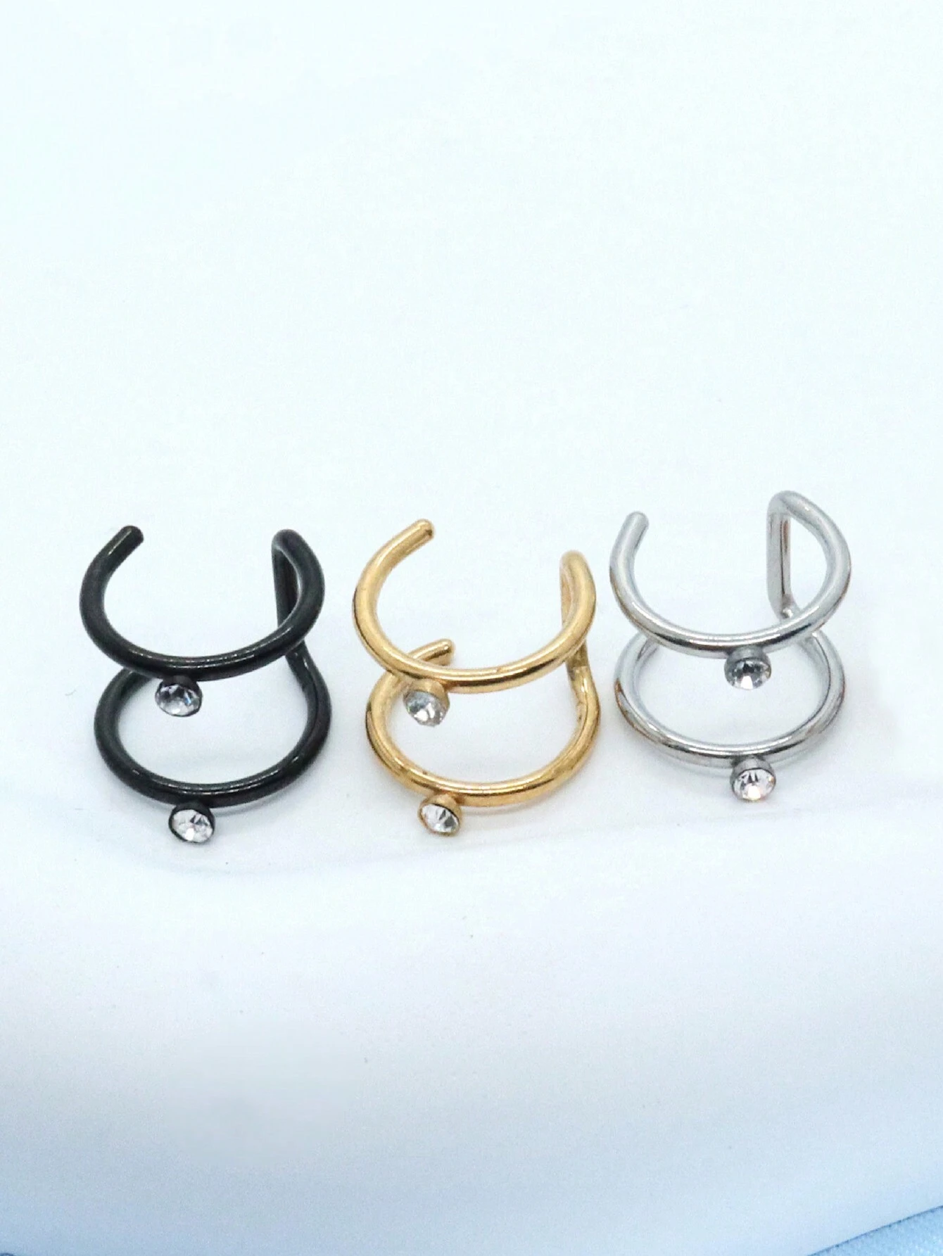 shein 1pc Basic Style Smooth Round Head Anti-Allergic Stainless Steel Labret Ring C Golden - Image 2