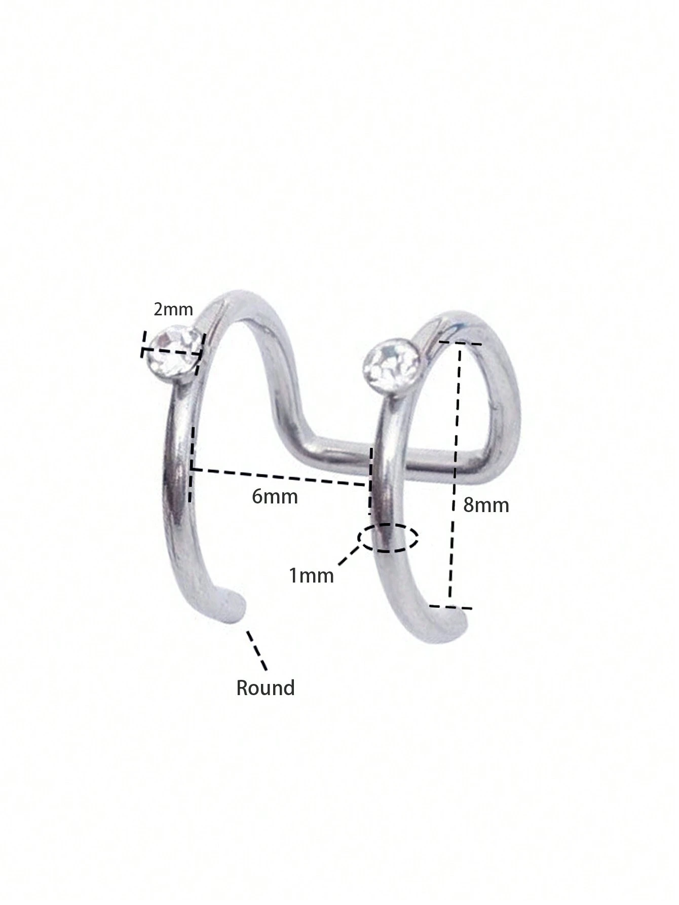 shein 1pc Basic Style Smooth Round Head Anti-Allergic Stainless Steel Labret Ring C Silver - Image 3