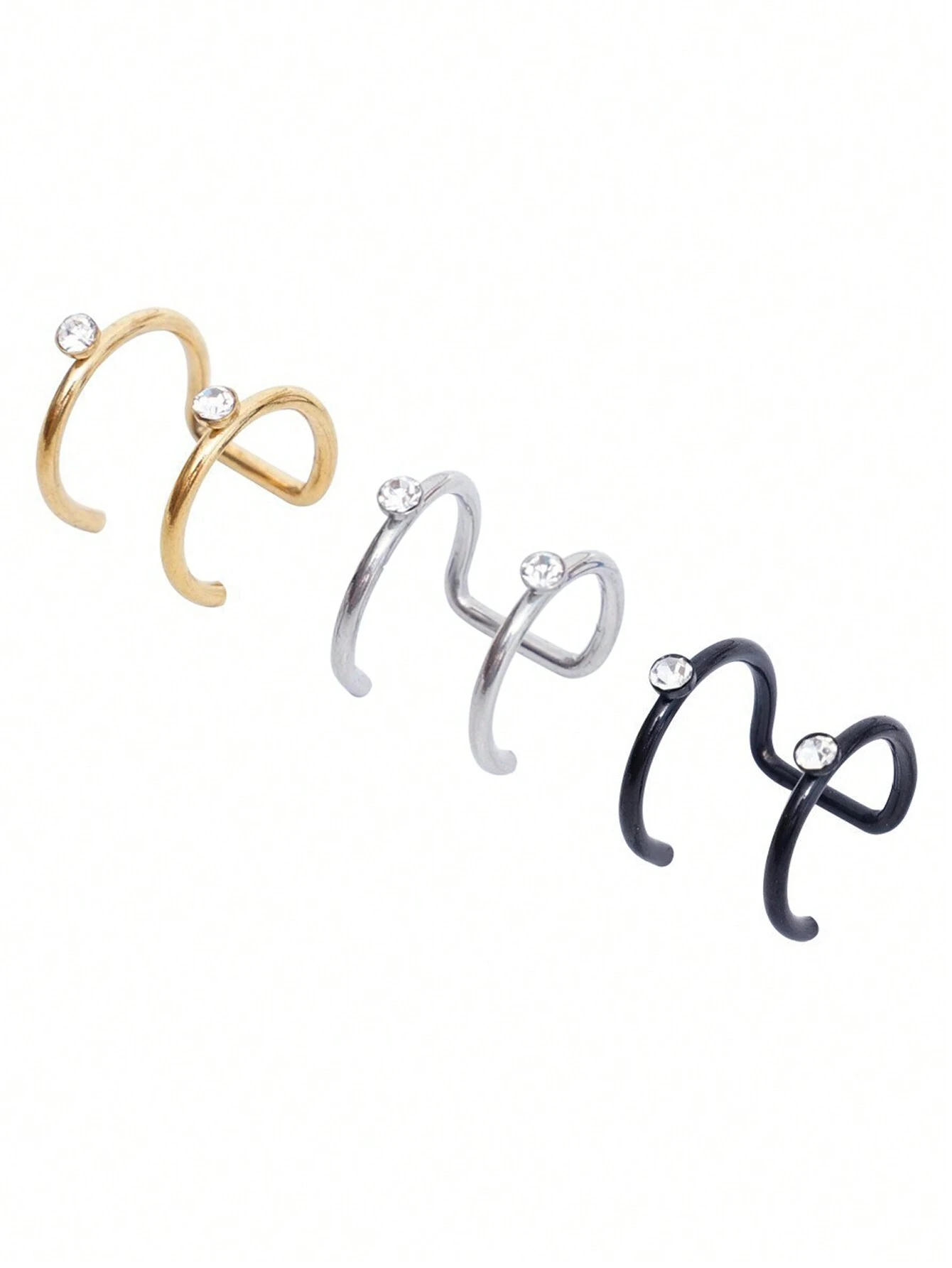 shein 1pc Basic Style Smooth Round Head Anti-Allergic Stainless Steel Labret Ring C Golden - Image 3
