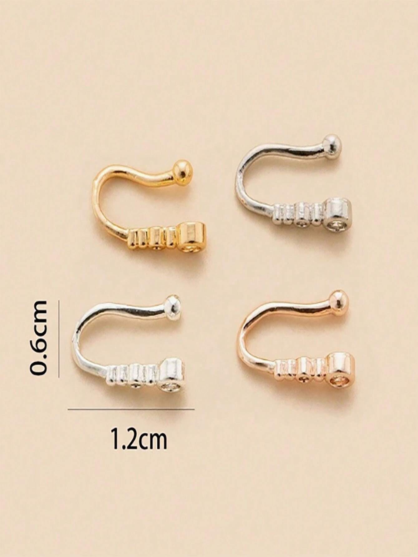 SHEIN 1pc Delicate And Elegant Copper Gourd Shaped Artificial CZ Nose Ring Stud Suitable For Women, Nightclub, Party, Birthday Gift - Image 3