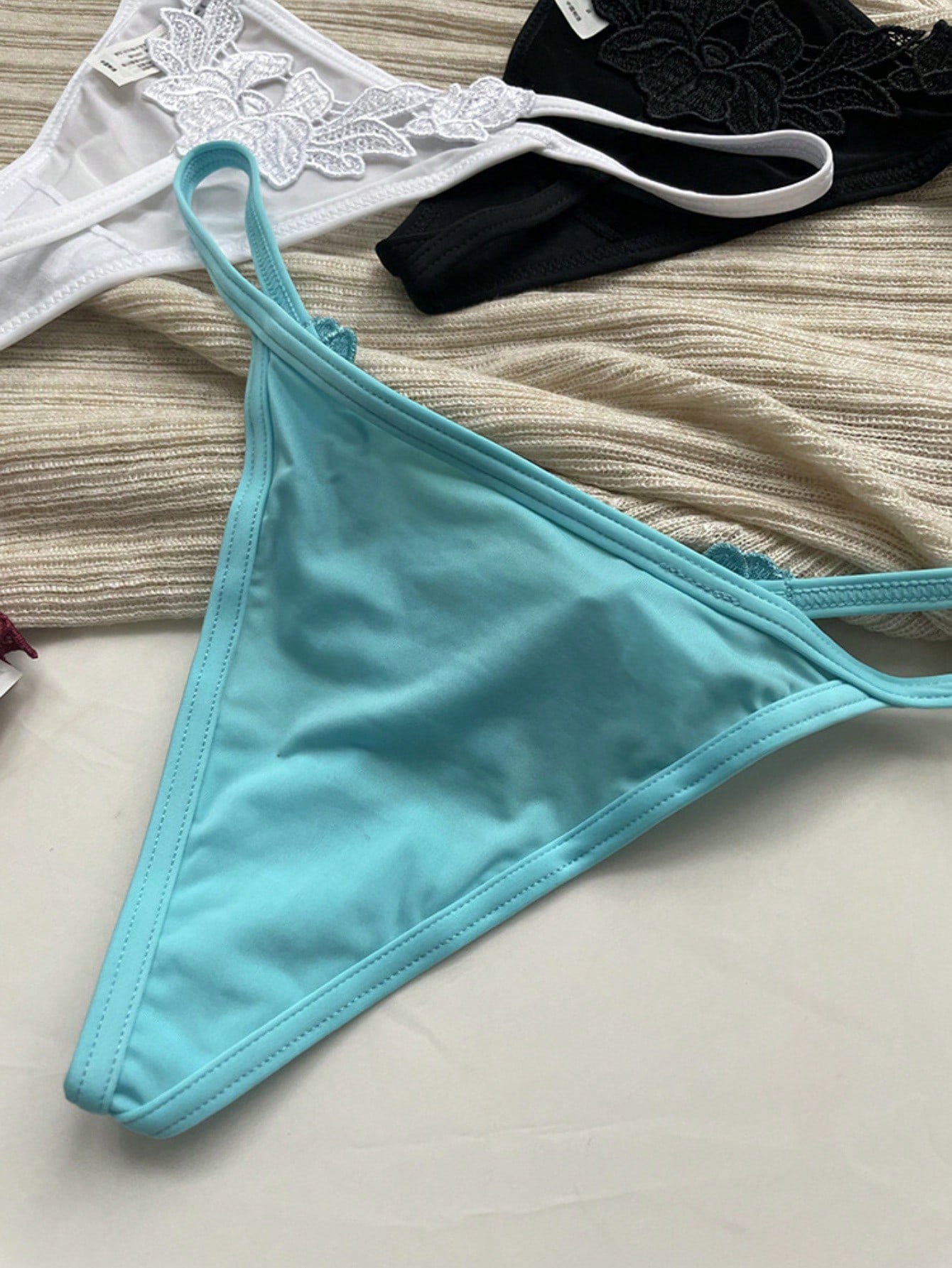 SHEIN 1pc Light Blue Women's Low-Rise Sexy Lingerie - Image 3