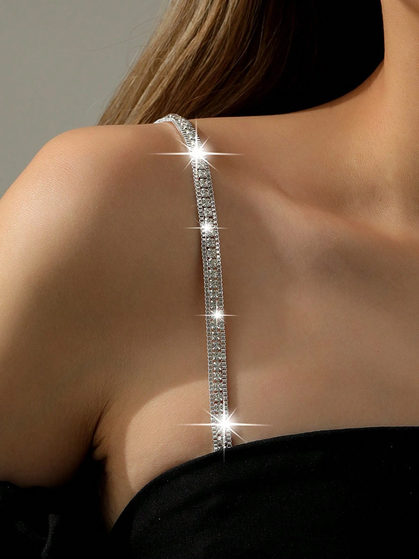 shein 2Pcs/Pair Ladies Crystal Embellished Bra Straps