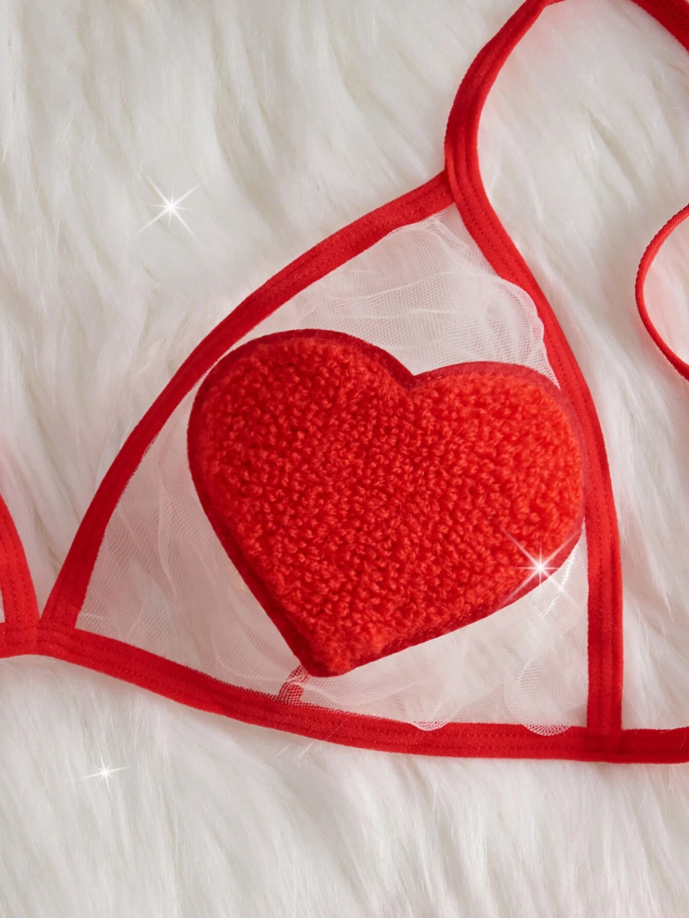 shein Christmas New Red Love Bra Set Sexy Underwear Suit - Image 3