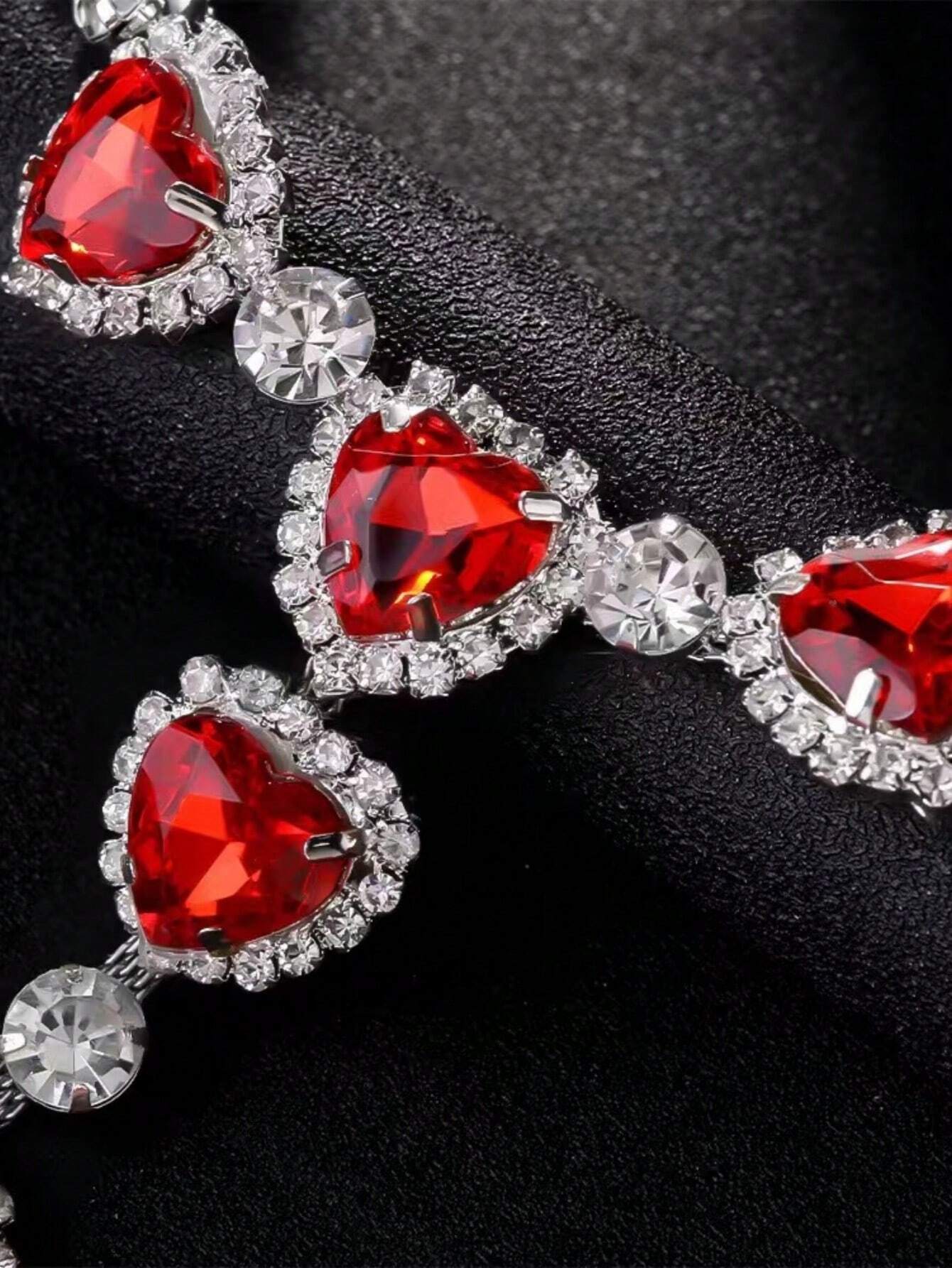 SHEIN Hot Red Crystal Heart Thong Rhinestone Panties Jewelry For Women Sexy Choth Body Chain Thong Wasit Bikini Accessories - Image 3