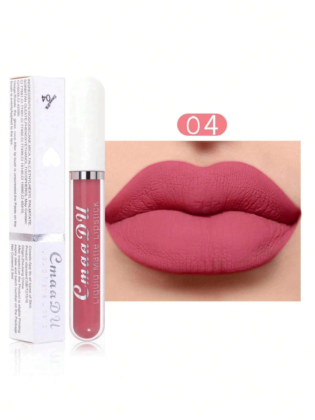 SHEIN Liquid Lipcolor,Waterproof Long-lasting Matte Lip Gloss #04