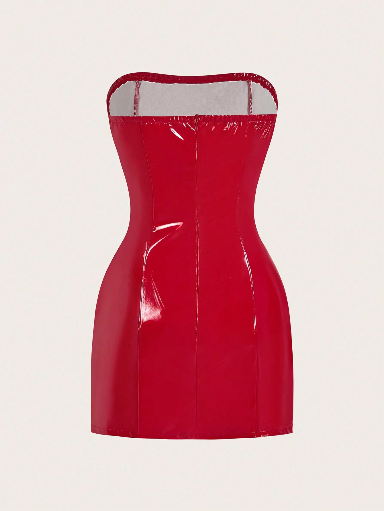 SHEIN DivaQ Sleeveless Patent Leather PU Mini Bandeau Dress - Image 2