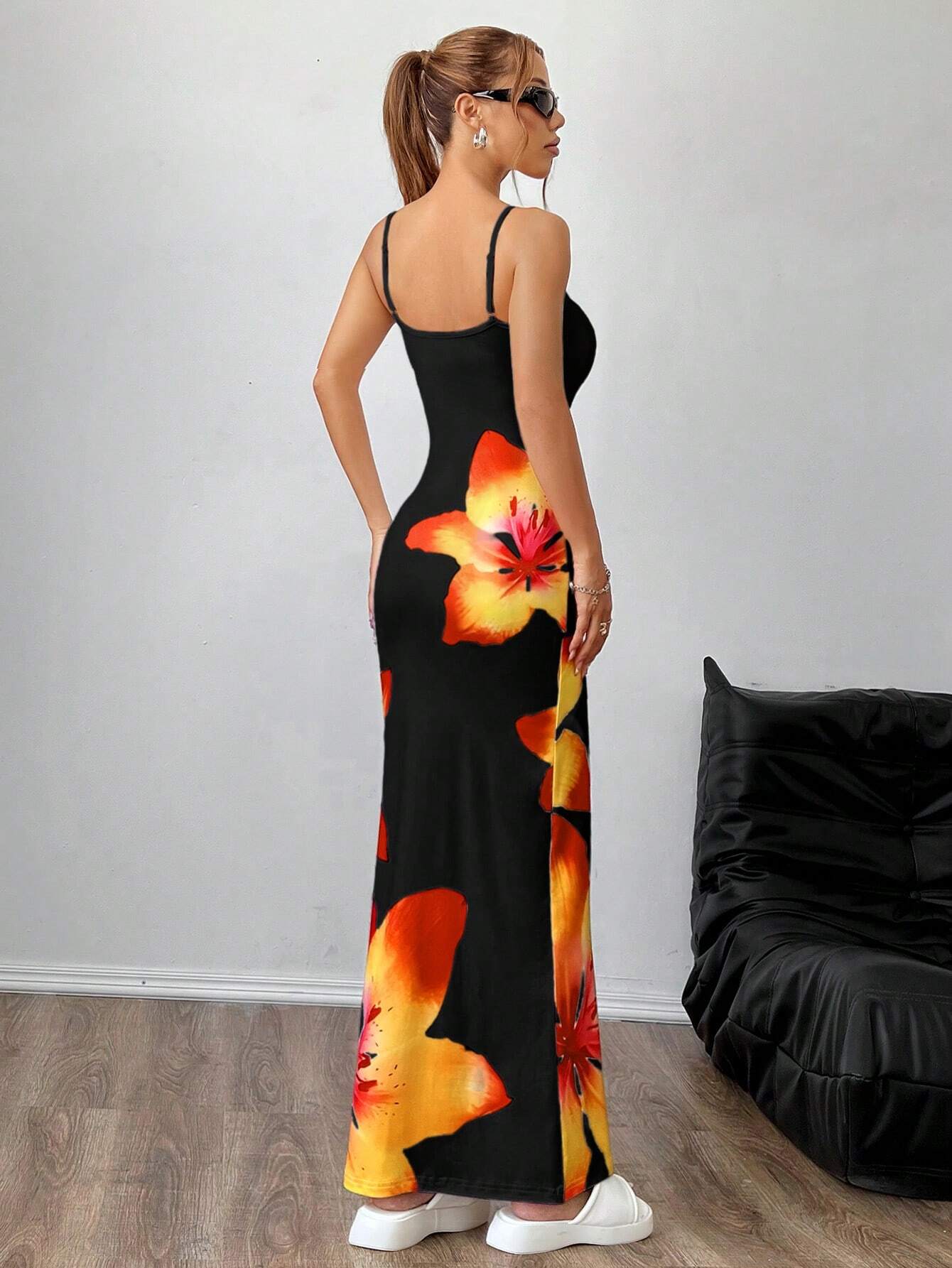 SHEIN EZwear Women's Elegant Floral Print Long Strap Dress For Summer Vacation - Image 2