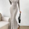 SHEIN Essnce Criss Cross Strap Front Slit Mermaid Hem Ribbed Dress