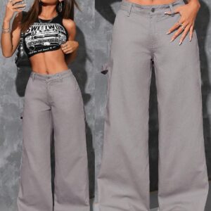 SHEIN ICON Women Relaxed Fit Low Waist Straight Leg Washed Jeans