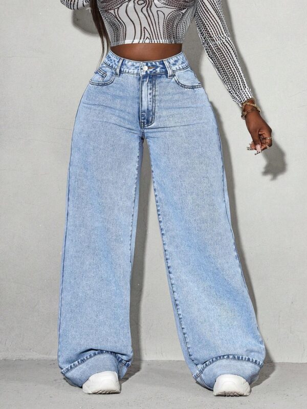SHEIN Slayr Women Loose Pocketed Wide Leg Casual Jeans