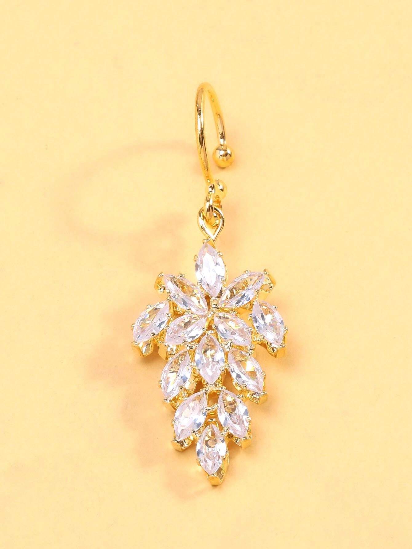 shein STONEFANS 1pc Gold Color Stainless Steel Non-Piercing Fake Lip Ring - Image 2