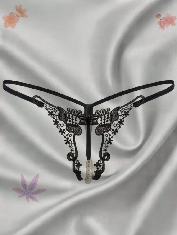 shein Sexy Lingerie Bead Sexy Open Crotch Thong Pearl Massage Embroidered Underwear