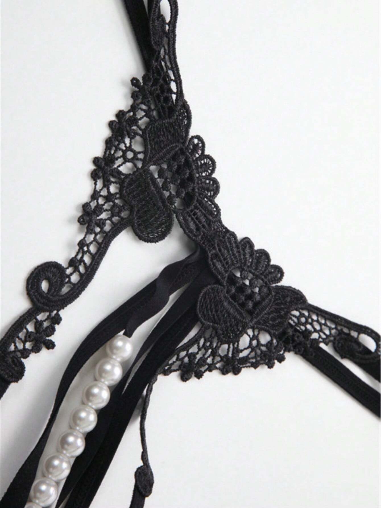 shein Sexy Lingerie Bead Sexy Open Crotch Thong Pearl Massage Embroidered Underwear - Image 2