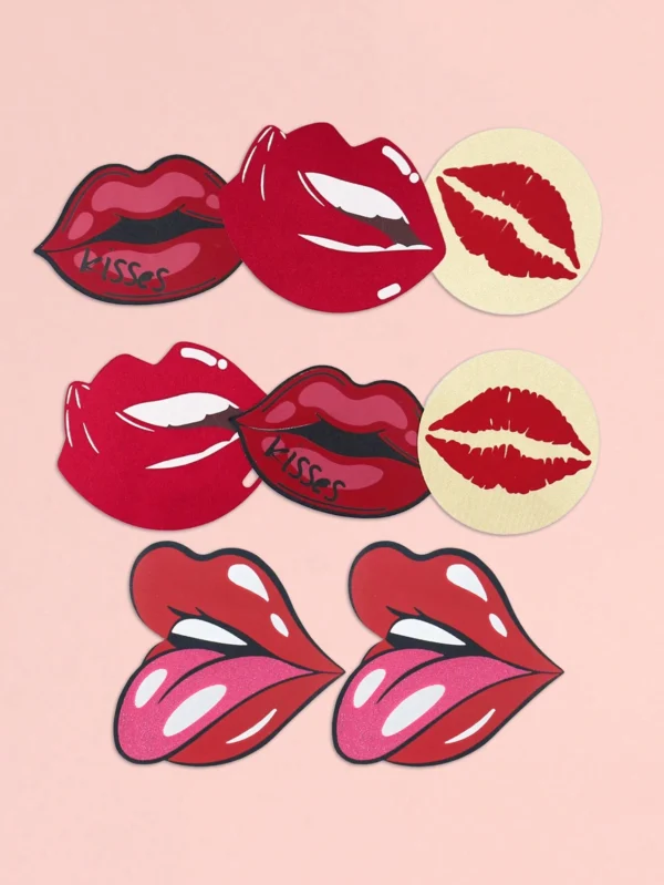 SHEIN 1 Pair Of Sexy Red Lip Prints,