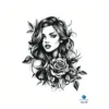 SHEIN 1pc Black Rose Flower Tattoo Sticker